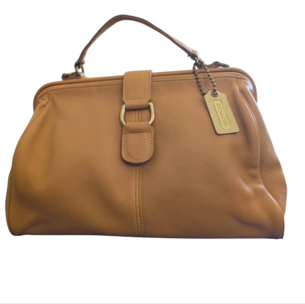 Coach Caramel/Gold Leather Top-Handle Satchel with Gold Hardware